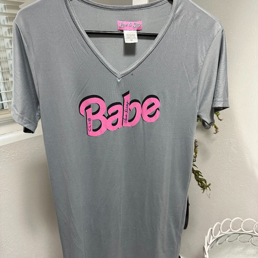 Grey and Pink "Babe" Nightgown